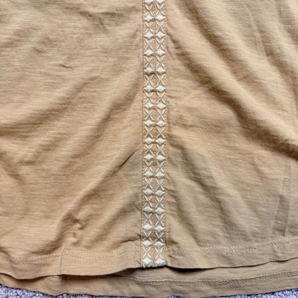 Kuhl Womens Mustard Yellow Embroidered V-Neck Sleeveless Slub Jersey Top Size M - Picture 6 of 8